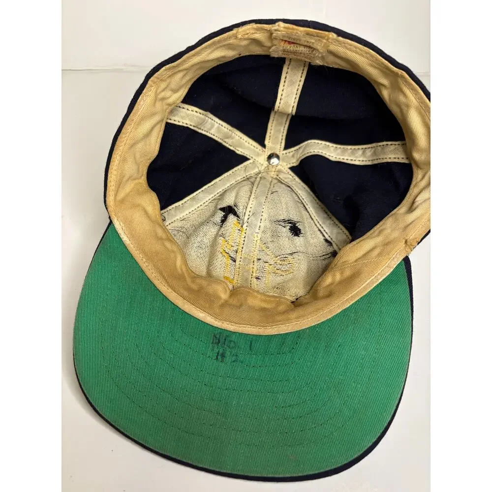 Vintage New Era Pro Model Fitted Youth Baseball Cap Blue H Logo 70s-80s